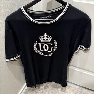 Dolce & Gabbana Black Tee with White Logo and Trim